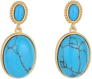Exquisite detailed earrings for women, earrings with ancient golden rod inlaid with imitation turquoise.. Elevate your shopping experience with DIAYTAR NIGERIA's vast catalog and budget-friendly options.