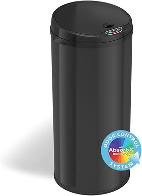 ITOUCHLESS Automatic bin of 13 gallons with odor control system - Black round bin for kitchen or office.. Experience shopping freedom with DIAYTAR NIGERIA's vast selection and dependable nationwide shipping.