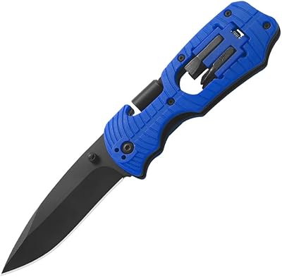 Blue folding knife with 7 in 1 pocket knife screwdriver.. DIAYTAR NIGERIA: Where every shopping need is fulfilled with affordable prices and nationwide shipping.