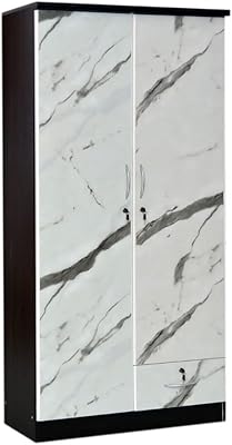 Karnak two-door wooden cabinet, engineering wooden cabinet with a lockable drawer, perfect color, modern and elegant (wing-marble).. Shop with confidence at DIAYTAR NIGERIA, offering extensive product variety with nationwide delivery.