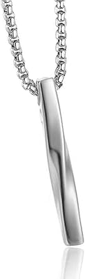 Men's necklace, Silver spiral necklace Long rectangular necklace Men trend mini stainless steel chain necklace jewelry minimalist spiral barcier vertical accessories.. DIAYTAR NIGERIA: Connecting Nigerians with affordable products delivered promptly nationwide.