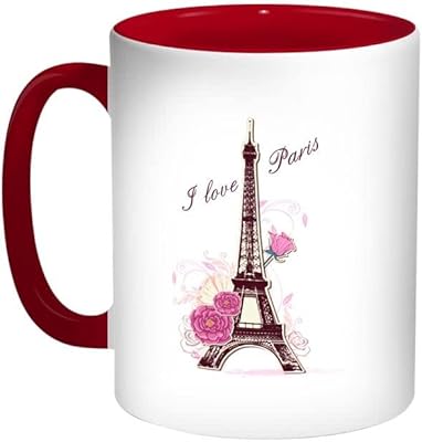 Printed coffee cup i love Paris, red/white, 11 oz.. Your trusted marketplace, DIAYTAR NIGERIA offers extensive variety with delivery within 8 days.
