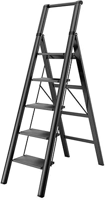 Industrial electric scale for the house, folding aluminum, large, non -slip, light, portable staircase, for the house and the office (5 steps, black).. DIAYTAR NIGERIA: Where shopping dreams become reality with affordable prices and prompt shipping.