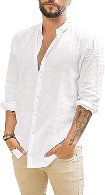 Linen men's shirt with button on the front and long sleeves for summer and the beach, relaxed with a conventional cut.. Discover the perfect balance of price and convenience with DIAYTAR NIGERIA's nationwide e-commerce platform.