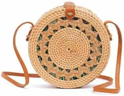 Women's rattan bags, handmade wicked handmade by Remtex, Bohemian round handbag, multicolored.. Shop confidently with Nigeria's most trusted e-commerce platform, offering swift and affordable delivery.