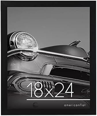 Frame for American flat poster, size 18 x 24, black - composite wood with frosted plexiglass - horizontal and vertical wall formats with suspension equipment included.. DIAYTAR NIGERIA delivers affordability and convenience to your doorstep within 8 days of purchase.