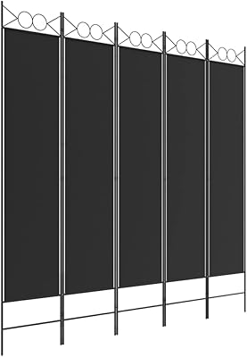 Part separator Vedaxl, 5 foldable panels to protect privacy, part separator, wallpaper wall, black, size 200 x 200 cm.. Fast, easy, and affordable — that’s shopping the DIAYTAR Nigeria way.