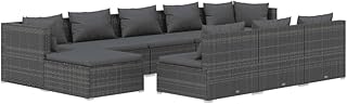Vedaxl 10 rooms set of garden furniture with cushions for outdoor patio porch sofa lounge chair gray poly rattan.. Experience the convenience of online shopping with DIAYTAR NIGERIA's reliable 5-8 day delivery service.