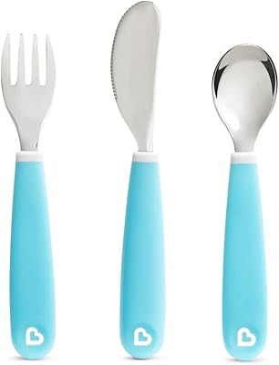 Set of munchkin cutlery for splash children (fork, knife and spoon), blue.. Discover endless possibilities with DIAYTAR NIGERIA's comprehensive catalog and reliable delivery service.