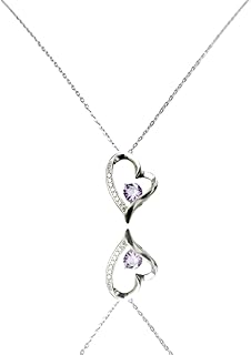 Heart -shaped pendant necklace in sterling silver set with a purple cubic zirconic stone, for women, crystal, cubic zirconia.. Discover shopping made simple with DIAYTAR NIGERIA's comprehensive platform and nationwide delivery service.