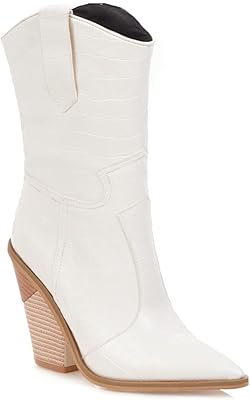 Voklin Cowboy Western Chelsea boots with sharp ends and thick high heels for women.. Discover why millions choose DIAYTAR for affordable online shopping with delivery in just 5-8 days.