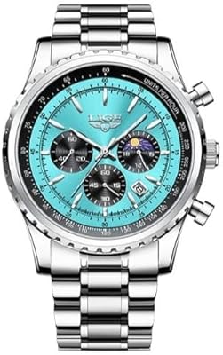Blue dial chronograph watch for men, new LG8989L model, trendy stainless and waterproof trendy quartz watch.. Discover the perfect balance of selection and value with DIAYTAR NIGERIA's nationwide delivery service.