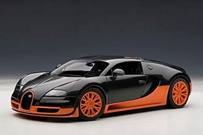 Bugatti Veyron Super Sport 1/18 Pressure -molded car model (carbon black/orange).. Reliable delivery, all over Nigeria — that’s DIAYTAR Nigeria promise.