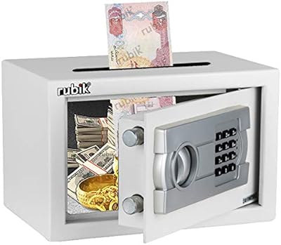 Rubik Money Storage Box Slot Digital safe with key for easy insertion of money for the business office, the house, the store (20 x 31 x 20 cm) white.. Your trusted shopping partner, DIAYTAR NIGERIA offers extensive selection with quick delivery options.