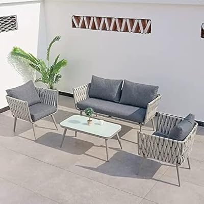 Set of 4-seater 4-seater outdoor Rattan, white, white, JHA-6010, -010.. Everything you need is just a click away with DIAYTAR Nigeria — shop now and receive your order in days.