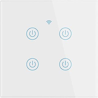 Intelligent WiFi intelligent wall switch, wireless switches, no required neutral wire, compatible with Alexa and Google Home, tactile remote control, no required hub, voice command, synchronization function (4 gangs).. Experience the power of choice with DIAYTAR NIGERIA's extensive catalog and reliable delivery service.