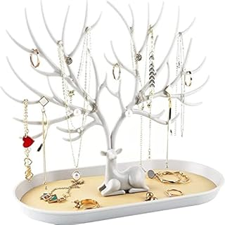The White Shop Wooden jewelry display, hanging tree tower for rings, earrings, necklaces, bracelets/white suit.. Need something fast? Order it now from DIAYTAR Nigeria.