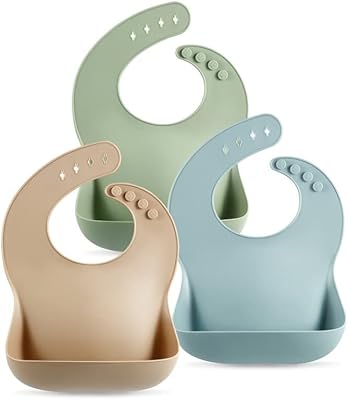 Set of 3 silicone bibs for baby, without BPA, soft, adjustable, waterproof, for babies and toddlers (brown/blue/green).. Nigeria's most loved e-commerce platform delivers affordable shopping solutions to your doorstep.