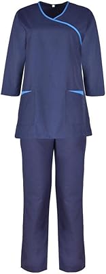 Long -sleeved cleaning lady uniform, medical combination set for maids and 3/4 sleeve nanny, dark blue.. Experience the power of choice with DIAYTAR NIGERIA's extensive catalog delivered within the week.