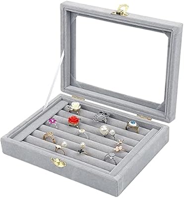 Badum jewelry tray, multifunctional jewelry organizer with lid and lock for rings, earrings, spindles, necklaces, bracelets, watches, soft velvet jewelry tray (small rings box).. DIAYTAR NIGERIA delivers what you want at prices you'll love, all within 5-8 days nationwide.