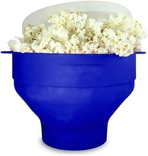 Foldable Silicone Pop-Corn bowl for microwaves with handles (blue, silicone).. DIAYTAR NIGERIA: Nigeria's answer to affordable online shopping with reliable 5-8 day delivery guarantee.
