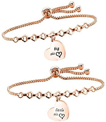 Set of adjustable bracelets Qiier Big Sis lil located for two sisters, brass + stainless steel, na.. DIAYTAR NIGERIA: Connecting Nigerians with affordable products through our expansive e-commerce platform.