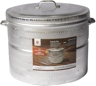 Everbright aluminum mandi pot with steel support and lid for lahm and mandi chicken - Robust kitchen marmit mandi biryani, steam pot (14 inch).. DIAYTAR NIGERIA: Your trusted e-commerce partner with extensive product choices and affordable delivery.