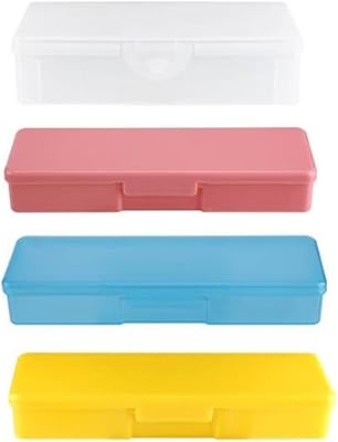 Transparent professional toolbox for manicure and pedicure, storage box and personal nail organization, storage case for plastic pens, pack of 4 (light blue pink yellow).. DIAYTAR NIGERIA brings the market to your fingertips with affordable prices and swift delivery services.