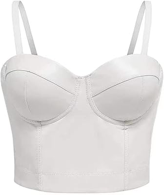 Women's bustier corset-Sexy white leather corset for women, bra with chest cushion, adjustable bra, woman corset for party and relaxed outfit.. DIAYTAR NIGERIA brings a world of products to your fingertips with affordable prices and quick delivery.