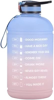 Bottle of Limos sport water of 1 Gallon of motivation - with time marker and straw leak, without BPA, waterproof, large carafe of reusable fitness water for the gym, training, hiking, travel, office, school (blue → pink).. Shop smarter with DIAYTAR Nigeria — affordable prices and a wide product range delivered in just 5 to 8 days.