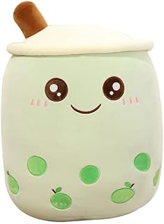 Tea for Ebro Kawaii bubbles - 25 cm Boba in a plush with soft animal face, soft pillow, fruit drink, apple, strawberry, pink milk tea, children's gift (open green eyes).. Your digital shopping ally, DIAYTAR NIGERIA offers extensive selection with budget-friendly delivery.
