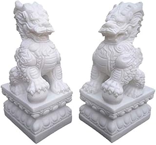 Qilin/chi line kylin A pair of statues of Chinese Feng Shui, Statue of white marble stone flower to attract wealth and good luck, best gift for the house and the office 1012.. DIAYTAR NIGERIA stands as your affordable shopping ally with nationwide delivery in just 5-8 days.