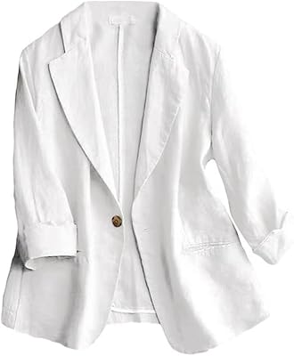 Cotton and linen blazer for women, relaxed light summer blazer with 3/4 sleeves.. DIAYTAR NIGERIA combines extensive product options with budget-friendly prices, delivered in 5-8 days.