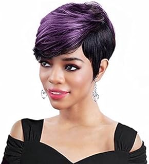 Beweig short wig Lutin cut for black wigs short wigs with purple bangs wig of natural hair synthetic for daily use.. Transform your online shopping experience with DIAYTAR NIGERIA's affordable and diverse marketplace.