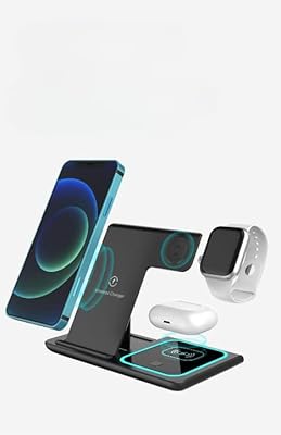 Wireless charger station, 3 -in -1 multifunction wireless charger support for Apple iPhone/iWatch/AirPods, Fast foldable Foldable Wireless charger, iPhone compatible, Samsung, Huawei. (black).. Shop with purpose and save with DIAYTAR NIGERIA's extensive platform and nationwide delivery service.