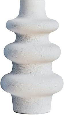 Bamboo decor | Contemporary ceramic vase _ Simple design _ Nordic flower motif - dried plants _ Bohemian dining room decor - Calester (beige spiral 22 cm).. Discover more ways to save — every day on DIAYTAR Nigeria.