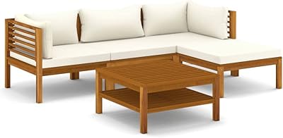 5 pieces in solid acacia wooden pieces Vedaxl with bench cream cushion and sofa.. DIAYTAR NIGERIA: Where thousands of products meet affordable prices and reliable 5-8 day delivery.