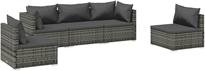 VEDEXCEL 5 -room garden furniture set with cushions for outdoor patio, patio, porch, bench, sofa, living room furniture in poly rattan gray.. You choose it, we deliver it — DIAYTAR Nigeria makes shopping easy.