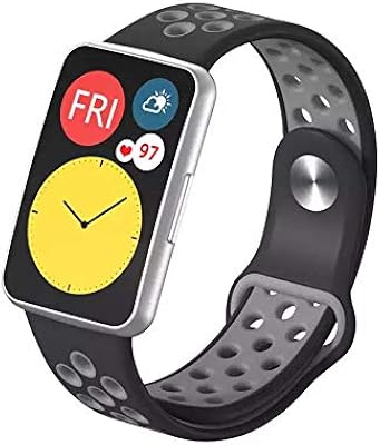 Dado silicone spare bracelet compatible with the Huawei Fit watch, Huawei Fit two -color watch strap (Gray Black).. DIAYTAR NIGERIA brings the market to your fingertips with affordable prices and swift delivery services.