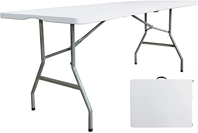 Dubai Gallery folding table - Robust plastic foldable table for interior and outdoor holidays, picnic, campsite, wedding, barbecue, catering in the garden - Portable portable table in half - White - White - White - White - White - White - White - White - White.. Experience shopping without compromise at DIAYTAR NIGERIA, with vast selection and quick delivery.