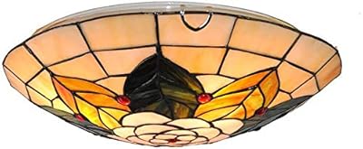 Ceiling lamp in Tiffany style stained glass with 16 inch flowers for bedroom, E27 110-240V.. Experience the convenience of boundless shopping with DIAYTAR NIGERIA's vast selection and quick delivery.