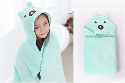 Baby hooded towel, soft and super absorbing coral fleece towel, cartoon beach towel for children (green bear).. Your go-to destination for affordable online shopping, DIAYTAR NIGERIA delivers in under 8 days.