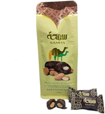 Dates coated with chocolate with black camel milk and almonds by Samha | Delicious snack or chocolate gift for any celebration occasion like Ramadan, Eid.. DIAYTAR NIGERIA makes luxury accessible with our affordable prices and dependable delivery service.