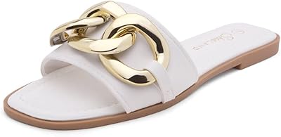 Shoe Land Emma, ​​flat sandal with metal chain for women.. Shop electronics, clothes, and everything in between on DIAYTAR Nigeria.