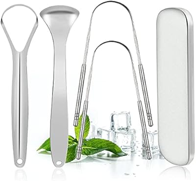 4-room ganggar for adults and children, of metallic quality, with case, ideal for oral hygiene and reduce bad breath.. DIAYTAR NIGERIA connects you with thousands of products at competitive prices, delivered within a week.