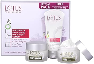 Lotus professional phytorx whitening and lightening care combo for the skin | 50 g day cream | 50 g night cream | Face cleanser free 80 g | 180 g.. Easy checkout, quick delivery — shop now on DIAYTAR Nigeria.