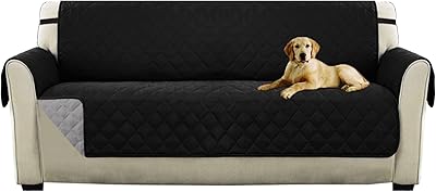 Turquoise reversible sofa cover, waterproof sofa cover with non -slip elastic straps, animal and children's quilted furniture protection (sofa, black/gray).. DIAYTAR Nigeria: Shopping that fits your budget and your schedule.