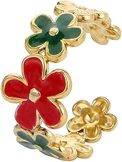 Posticked Open Ring For Women Girls Adjustable Size, Personalized Color Mode Oil Paint Flower Pattern In Stainless Stain.. Shop the smart way with DIAYTAR NIGERIA's extensive selection and budget-friendly nationwide delivery.