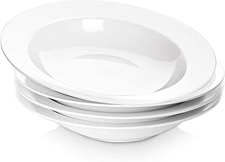 Soup bowls, pasta bowls, white salad bowls, batch of 4, porcelain bowls, 560 ml, go to the microwave and dishwasher.. DIAYTAR NIGERIA: Bringing quality products to your doorstep at prices that won't break the bank.