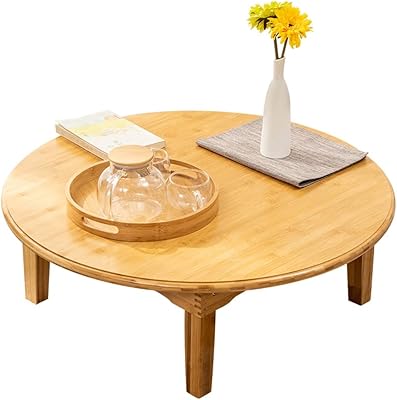 Small folding coffee table, floor table for living room, Japanese round coffee table (color: beige, size: 80 x 80 x 30 cm).. DIAYTAR Nigeria: Your one-stop online shop with unbeatable prices and nationwide delivery in under 8 days.